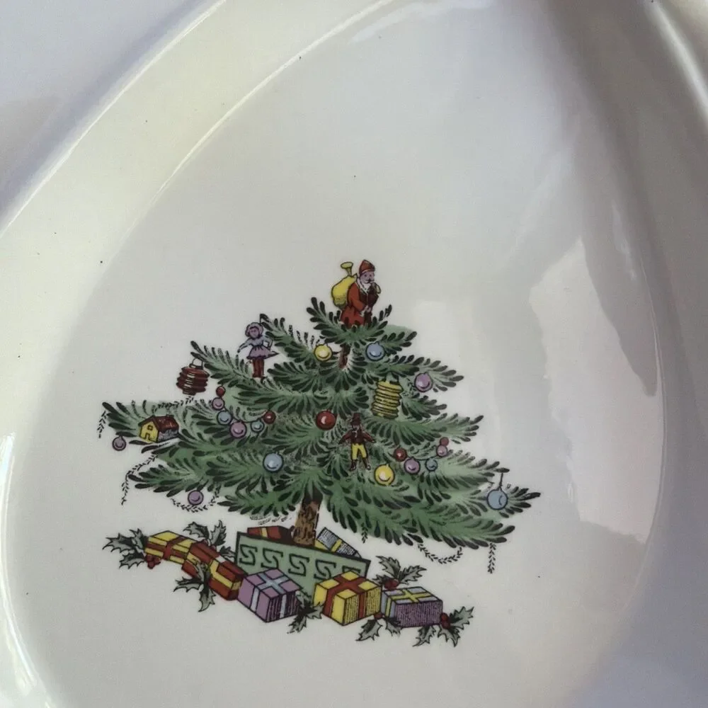 Spode Porcelain Christmas Tree Pattern Handled Hors d'Oeuvre Tray S3324-Z